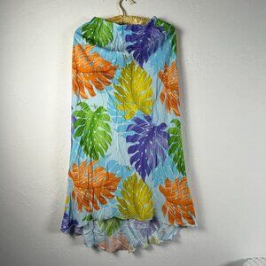 Mamo Howell Womens Skirt Pull On A-Line Hawaiian Tropical Small Colorful Leaves